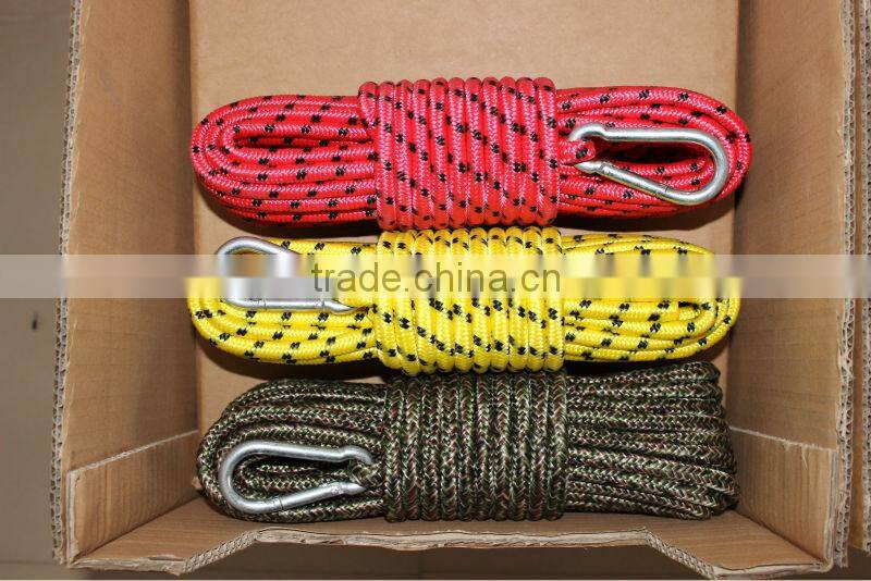 polyester diamond braided rope with metal hook