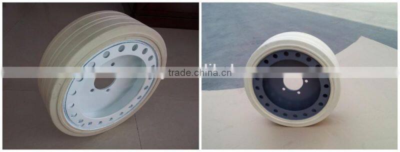 scissor lift platform solid tire with REACH certification and different colors rims with brake