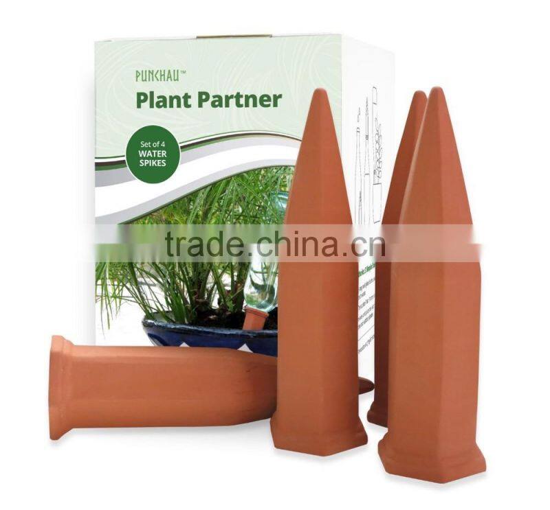 Terracotta Plant Watering Count Wine Bottle Stake Set