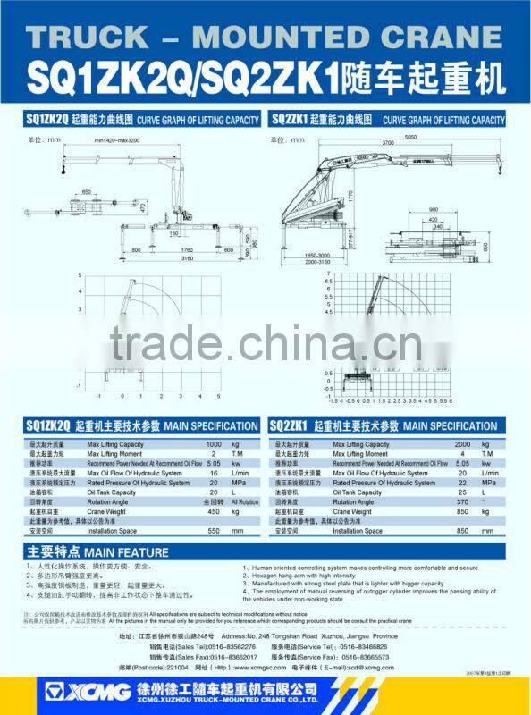 SQ1ZK2Q/SQ2ZK1 Truck Mounted Crane