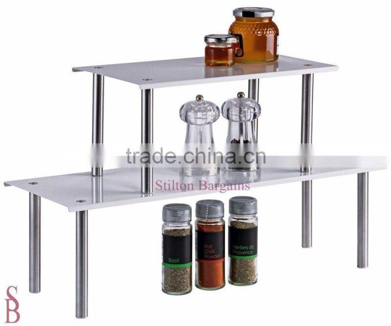 Kitchen Tidy Silver And White Stainless Steel Bathroom Shelf