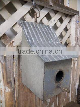 Adorable Industrial Galvenized Metal Bird Feeder House
