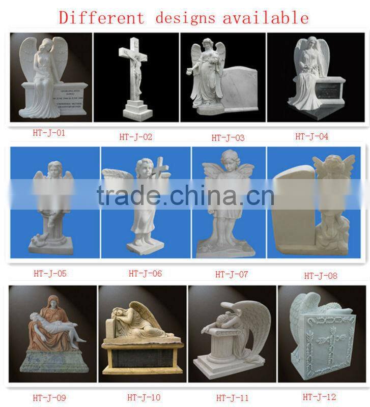 White Marble Tombstone With Girl Statue Design