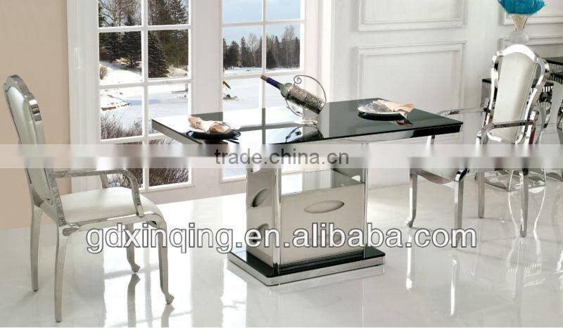 Modern design stainless steel and top glass tv stand E354