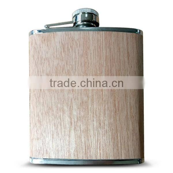 Hot Sell Stainless Steel Hip Flask, Cherry Wooden Hip Flask