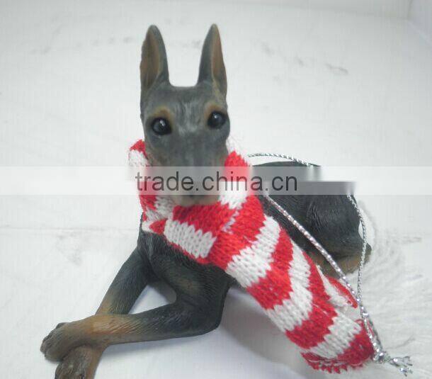 Mini resin Doberman dog christmas hanging decoration