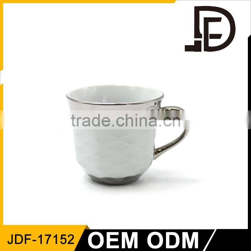 gold rim threaded embossed elegant natural blank bone china cups and saucers