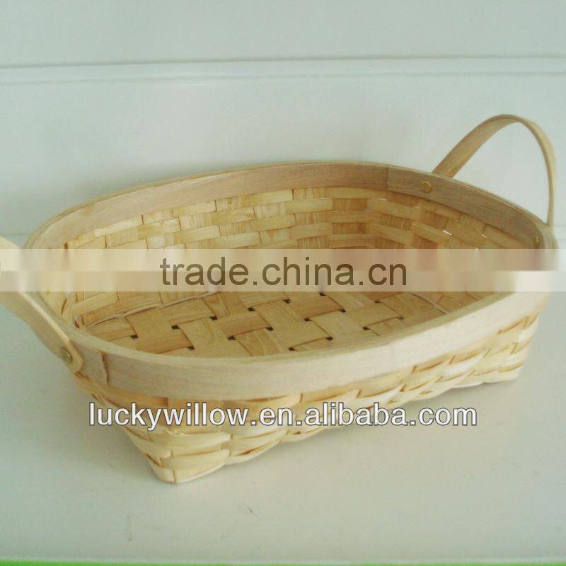 factory direct supply 2016 wooden basket with handles for fruit&food