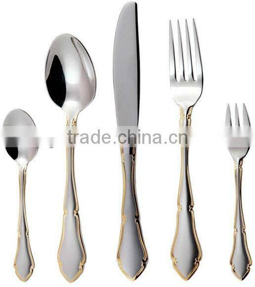 Stainless steel table knife sets with beautiful handle and golden color