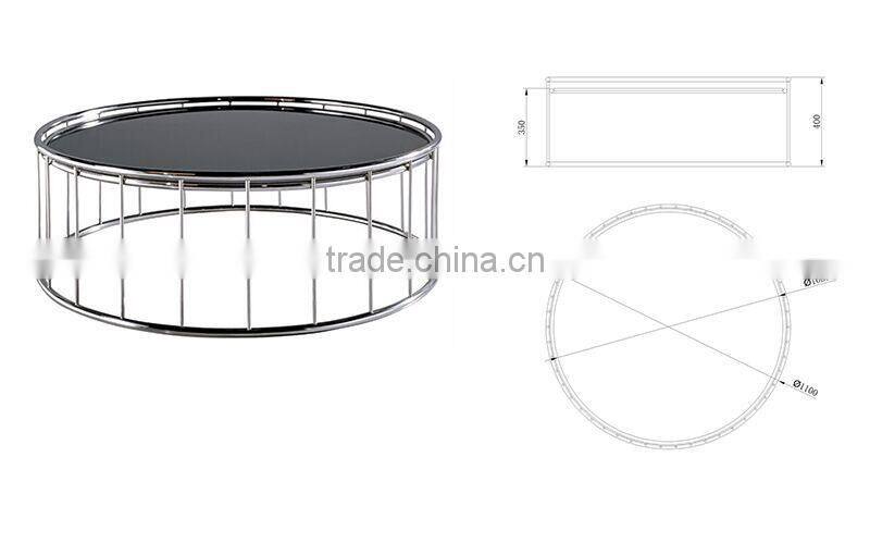 Round coffee table with metal base