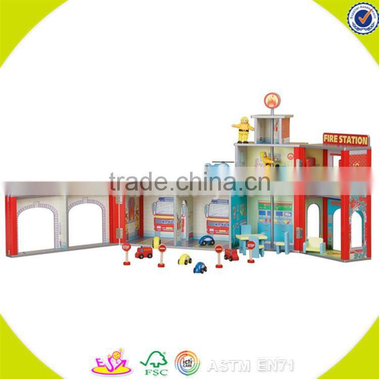 Wholesale top quality wooden fire station toy hot kids wooden fire station toy creative wooden fire station toy W06A049