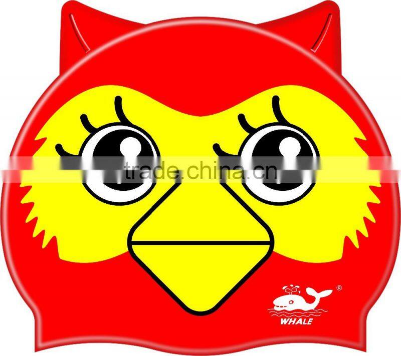 Waterproof kids swim caps love animal swimming caps silicone swim hat for chirdren