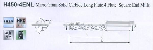 Micro Grain SolideCarbide Long Flute4 Flute Square End Mills