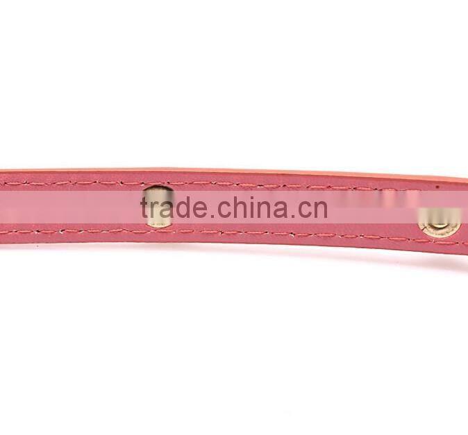 Fashion rivets decorated pin buckle sex girl thin pink PU waist belt