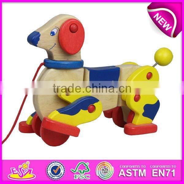 2016 new design push back car toy,cute and lovely wooden animal toy,most fashion pull and push toy W05B068