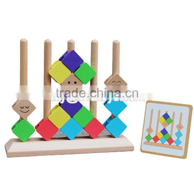 Creative intelligent stacking toys wooden baby building blocks W13D097