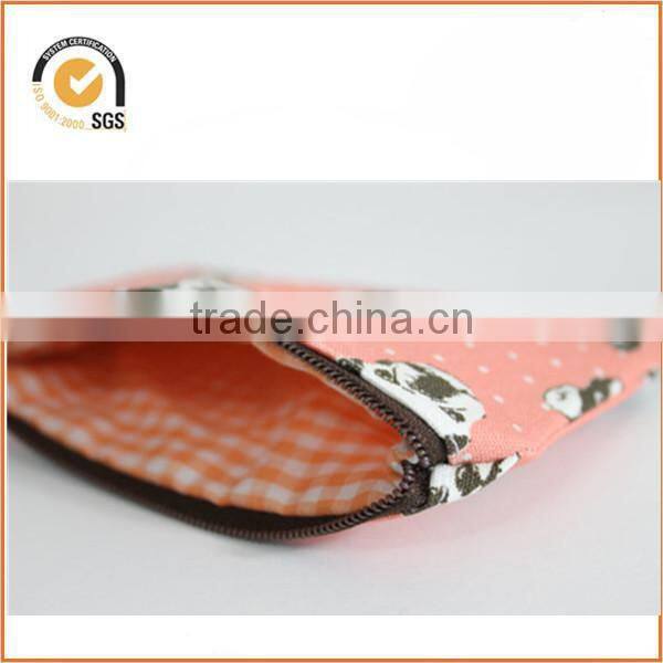 Coral French Bulldog Zipper Pouch / Cute Camera Bag with Polka Dots By Chiqun Donggaun CQ-H03012