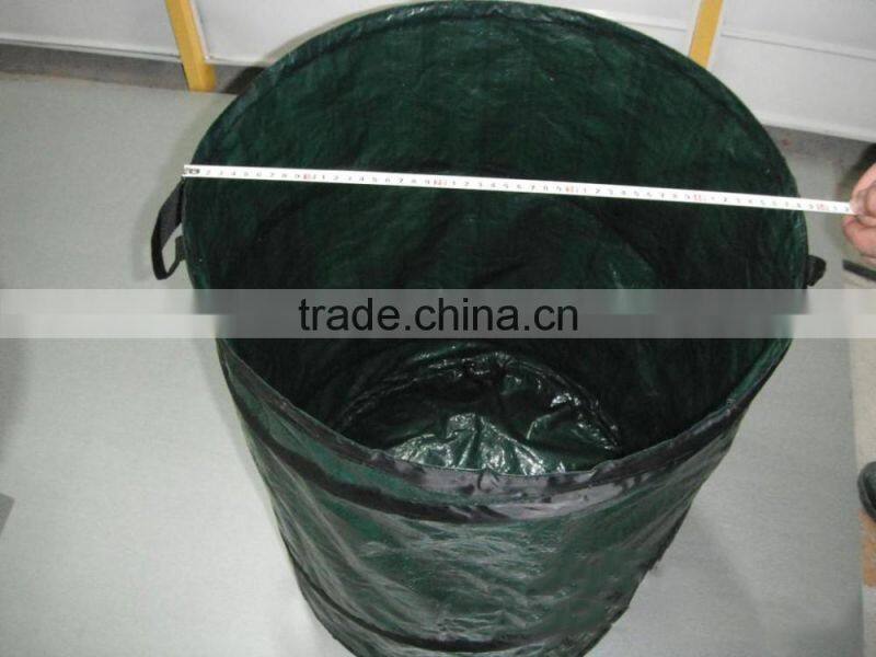 Wholesale 90L capacity pop up garden waste bag Reusable leaf bag with PP handle