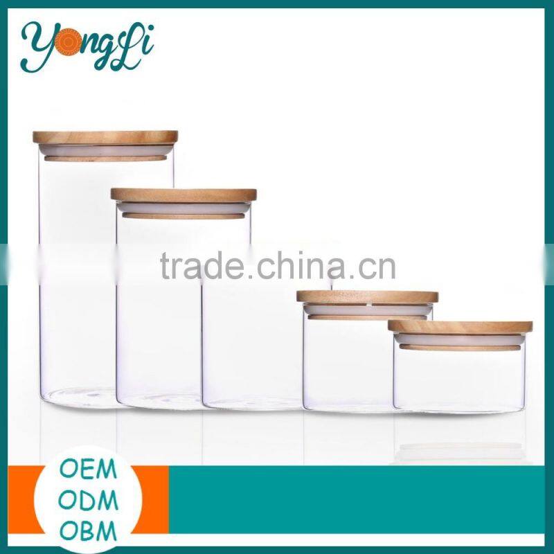 Kitchen Countertop and Bathroom Clear Glass Canister Jars Glass Candy Jar