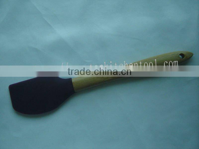 Silicone spatula with wooden handle, kitchenware, utensils