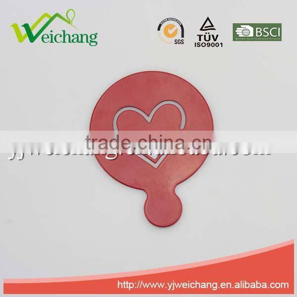 WCTS407 Durable 18/0 powder coating Cappuccino Coffee Art Template coffee stencils Love heart shape coffee stencil, food grade