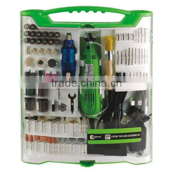 228-Piece two electric rotary tool and accessories set