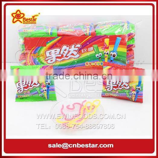 Fruity Flavor Sour Stick Gummy Candy Filled With Sour Powder