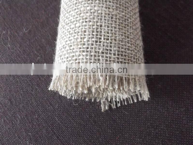100% jute burlap ribbon raw edge nature wired