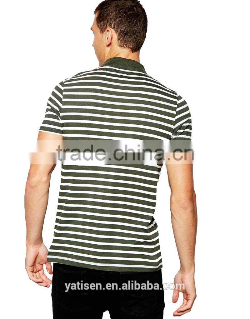 2015 new short-sleeved Mens Polo, Slim Korean version of the double-neck stripe Polo-shirts