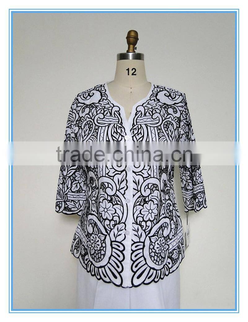 2016 Fashion Business Embroidery Blouse And Pants Suit