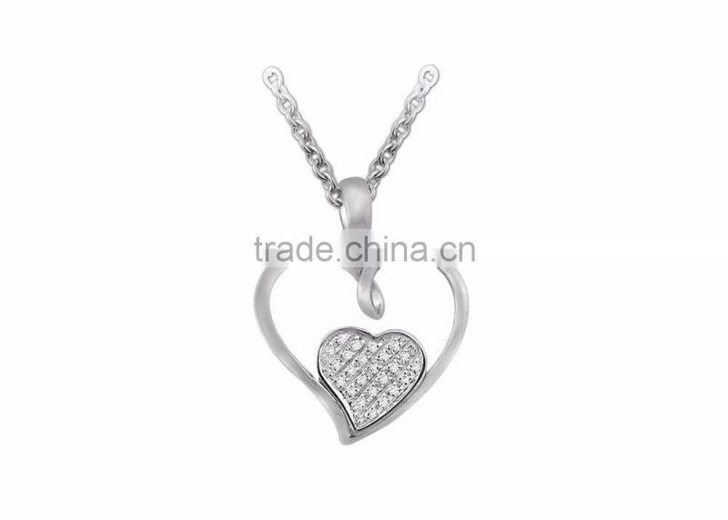 Silver Plated CZ Studded Designer Heart Pendant
