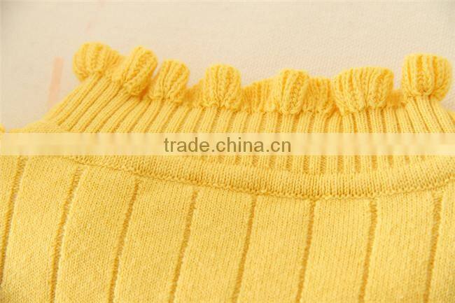 2015 TRENDY DESIGN KNITTED SWEATERS SOLID KIDS GIRLS PULLOVER SWEATERS APPLIQUED WITH BREASTPIN