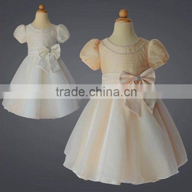 Best selling fashion baby girl Short Sleeve Summer Princess Party dress lace dress Bid Bow-knot low price kids clothes