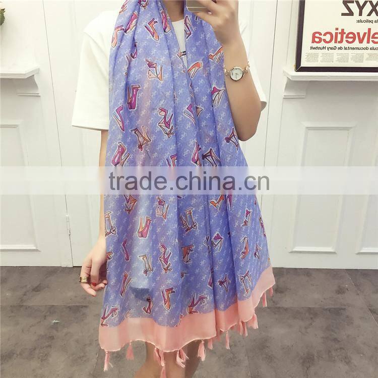2016 new coming highheel printed lady scarf