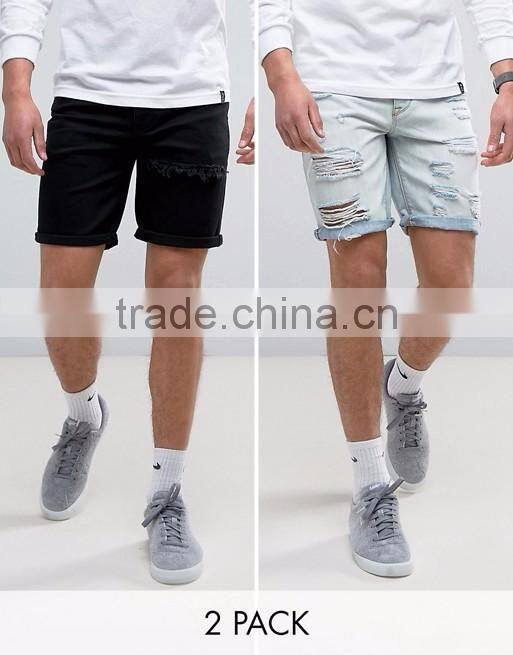 New fashion jeans shorts men distressed straight pants jeans