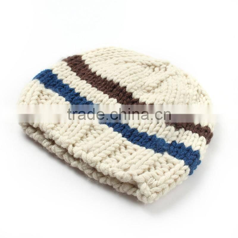 2pcs Set Baby Photography Prop Crochet Knit Boy Stripe Hat Pants Overalls