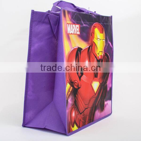 Super hero cartoon non woven hand recycling bag