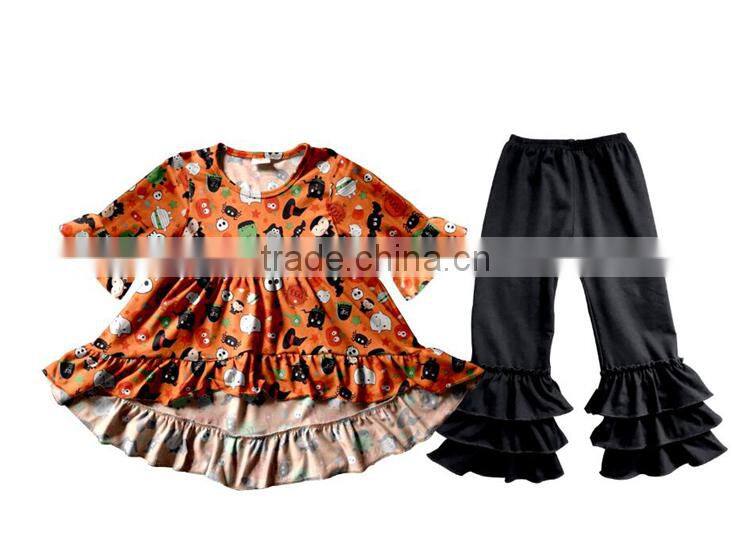 Fashion Baby Halloween Outfit Fall Baby Girls Outfit Girls Stripes Ruffle Pant Outfit Child Clothing Set Kids Clothes