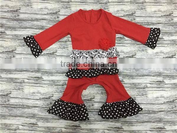 Infant Dots Print Rompers Baby Girl Ruffles Bib Playsuits Baby Girl Sisters Matching Jumper