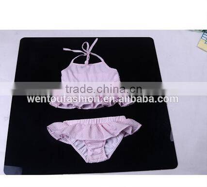 Novelty promotional monogrammed striped bathing suit Seersucker swimsuit