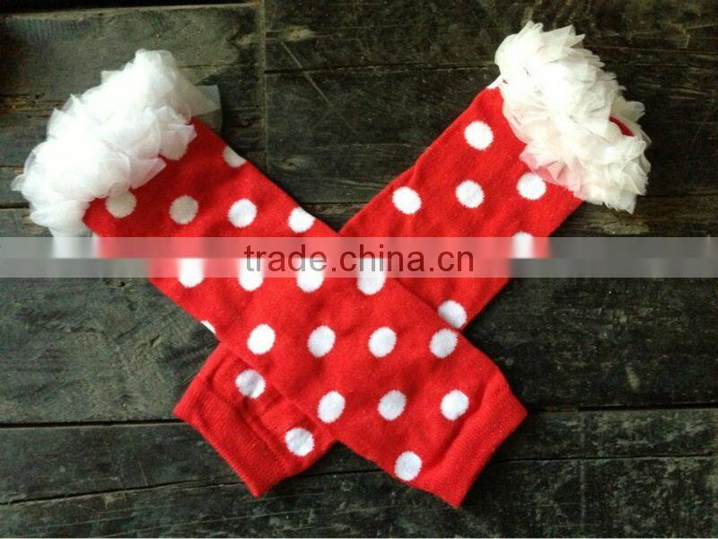 Christmas X-mas xmas baby girls leg warmers with chiffon ruffle baby leg warmer,legging