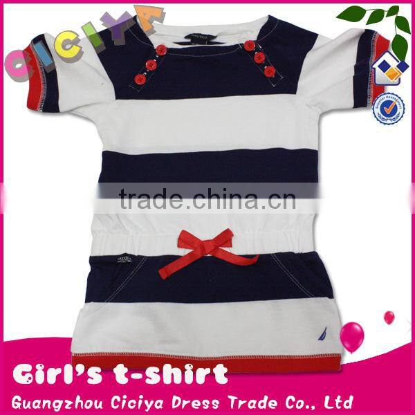 Yarn dyed stripe summer baby girl tshirt