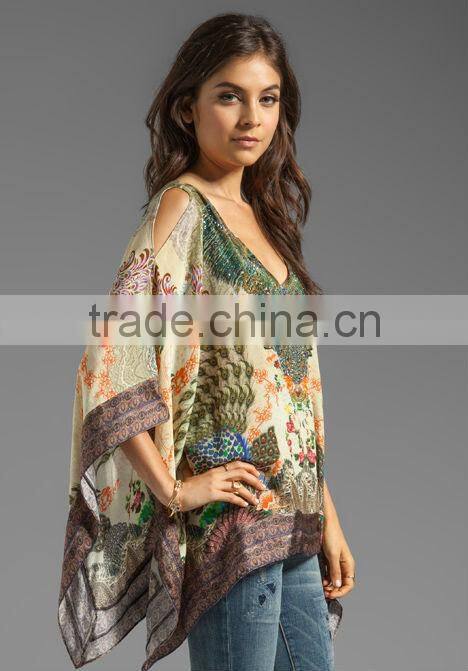 embellished beads printing tops