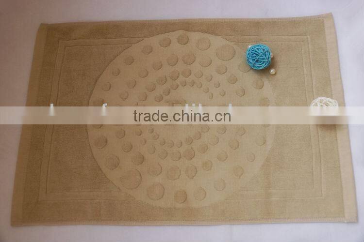 100% cotton bath mat, jacquard design with border edges, solid dyed color