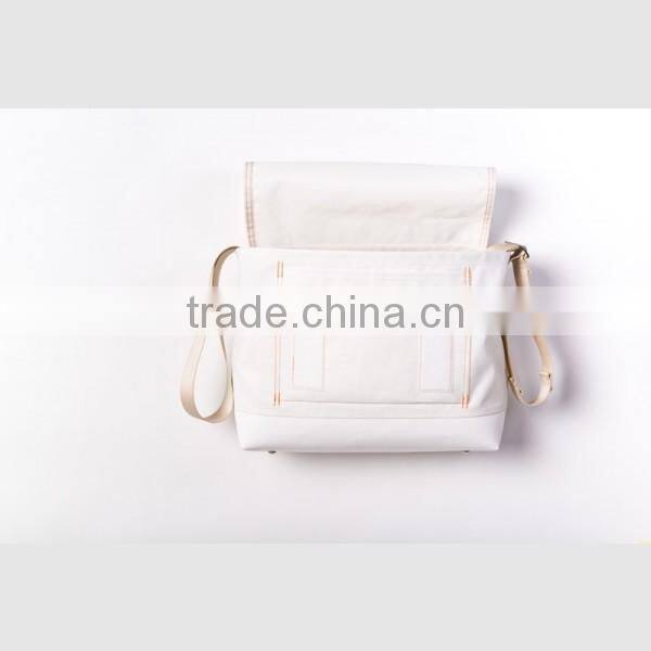 New arrival child canvas messenger bag with outside windows shoulder laptop messenger bag