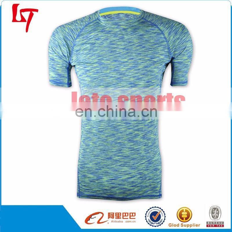 Men Cotton Compression Crew Neck Tee Top 95% cotton 5% Spandex men gym wear fitness tank top cotton compression shirt