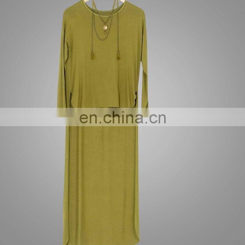 Latest Beautiful Top Adults Age Group And OEM Supply Type Fancy Islamic Clothes High -low Long Puff Knit Girls Tunic /Blouse