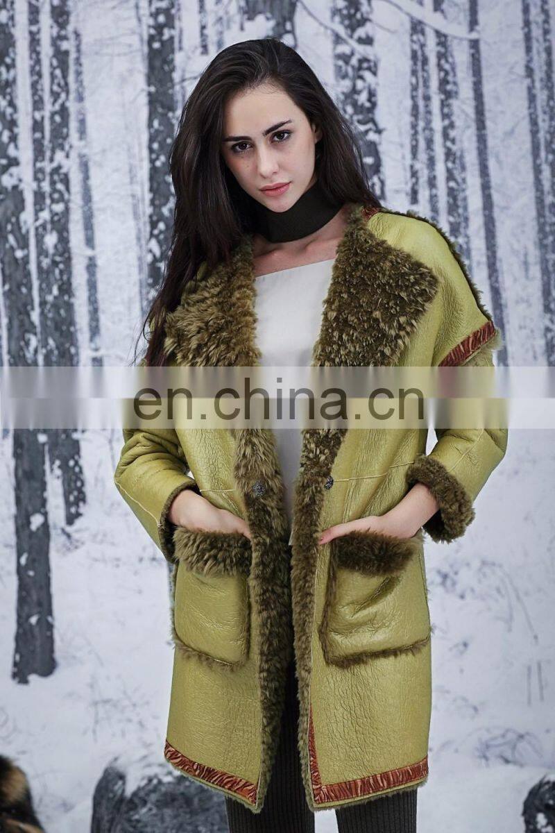Terrific Color Sheepskin Fur Jacket Reversible Attractive Style Sheep Fur Leather Coat Double Faced Fur Overcoat