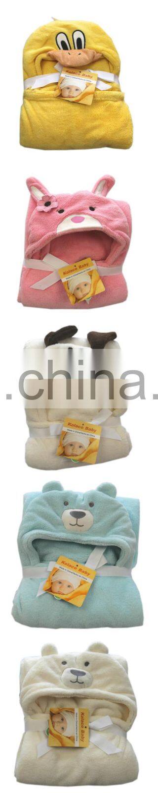 Hot selling cartoon animal yellow duck baby bath towel with hood