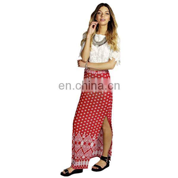 Front open ladies latest long skirt design